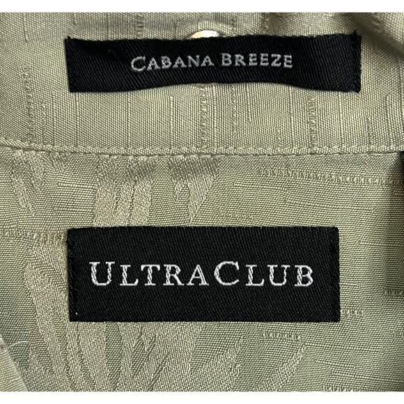 New UltraClub Cabana Breeze Men’s Large Olive Green Palm Tree Hawaiian Shirt - Picture 7 of 15